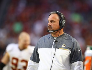 Dec 4, 2016; Glendale, AZ, USA; Washington Redskins outside linebackers coach Greg Manusky against the Arizona Cardinals at University of Phoenix Stadium. Mandatory Credit: Mark J. Rebilas-USA TODAY Sports